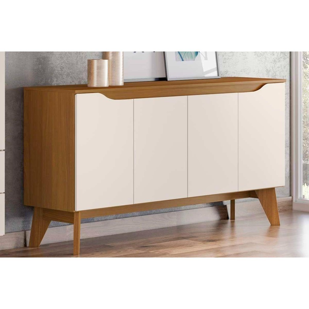 Buffet de Sala Jantar Quartzo 4 Portas Nature/Off White - Henn - Home & Living