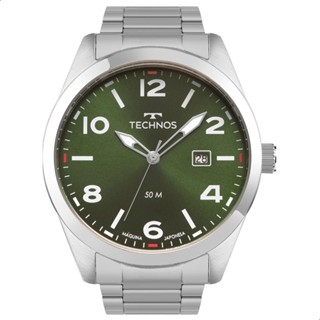 Relógio Masculino Technos Verde Prata Analógico Calendário Marido Namorado Pai Barato 2115TYP/1V em Oferta na Shopee