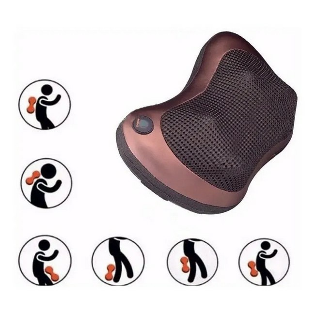 Massageador Almofada Encosto Travesseiro Massagem Pescoço Alivia Tensão Elétrico Shiatsu Bivolt