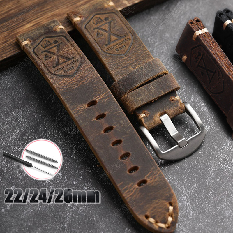 Pulseiras De Couro Genuíno Vintage Feitas À Mão 22mm 24mm 26mm Relógio De Pulseira Para Homens E Mulheres Cinto Universa