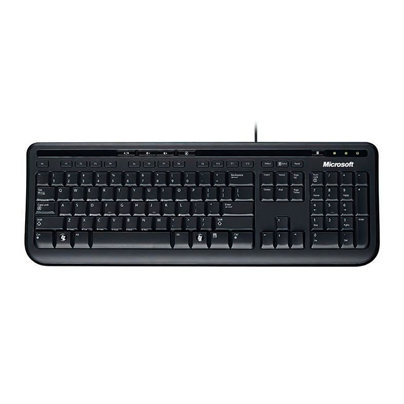 Teclado Microsoft Usb Com Fio Teclas Silenciosas Luxx Black