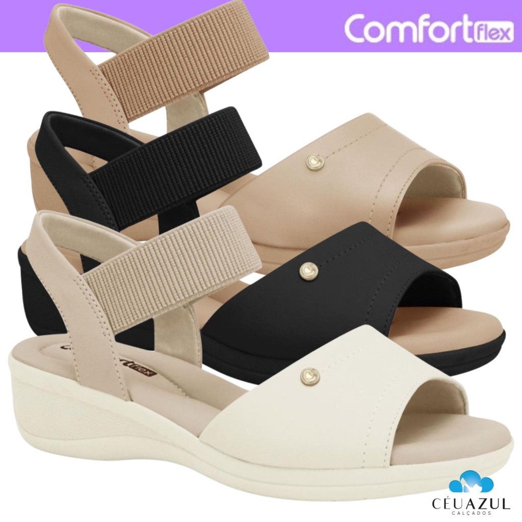 Sandalia Feminina Comfortflex Salto Anabela Ortopédica Esporão Elástico em Oferta na Shopee