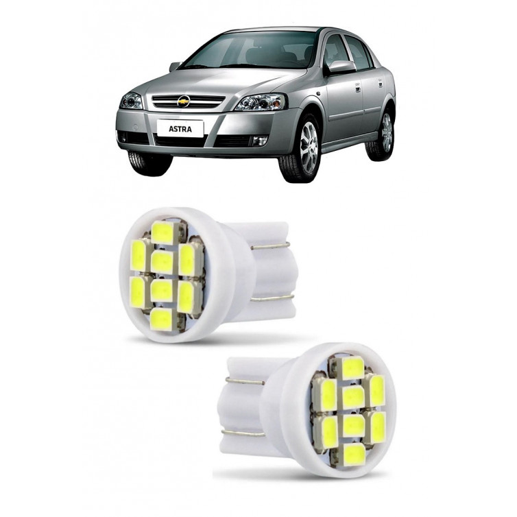 Par Lampada Pingo T10 8 LED Astra Farol Teto Placa 5w