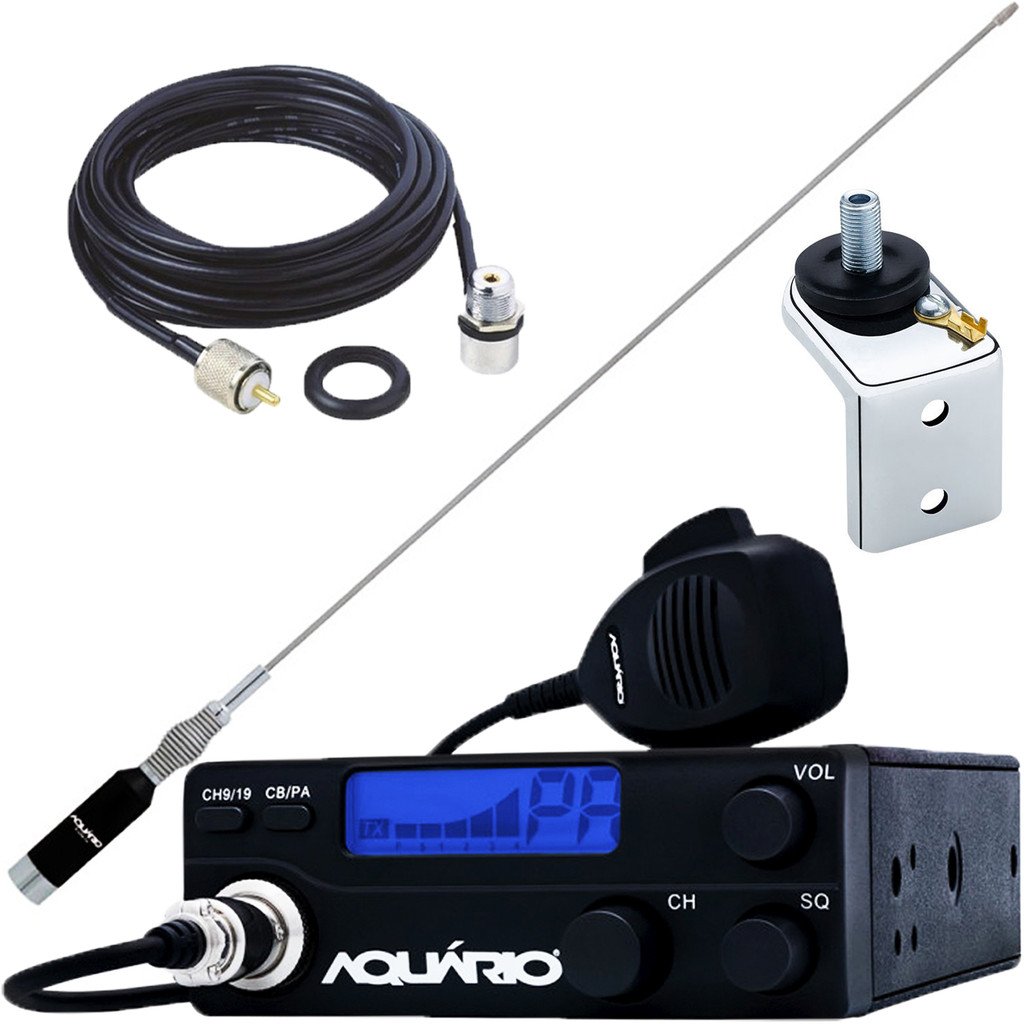 Rádio Px 40 Canais Antena Bobinada 1,23m Cabo 5,5m Suporte L