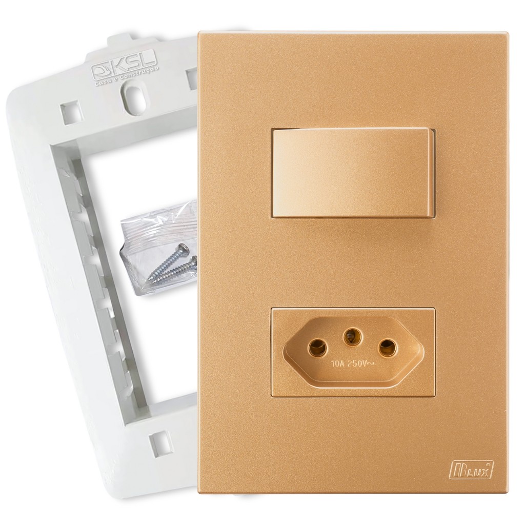 Tomada 20A com Interruptor Paralelo Threeway Ouro Nobre em Oferta na Shopee