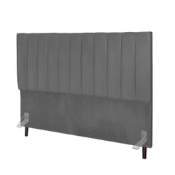 Cabeceira Estofada Cama Queen 160 Cm Luísa Suede E Frame Cor:cinza