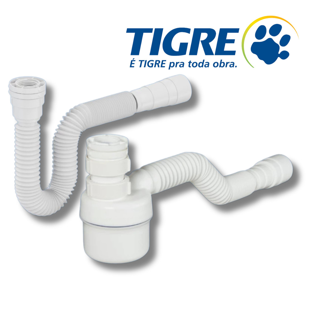 Sifão Ajustável Sanfonado Multiuso Tigre Sifão Copo/Sifão Simples Tigre Sifão Universal SanfonadoKit