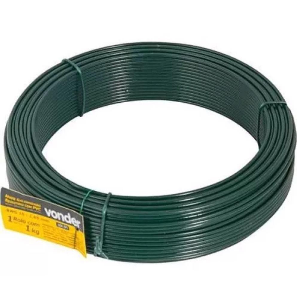 Arame Revestido Pvc Verde Rolo 1kg BWG16 VONDER em Oferta na Shopee
