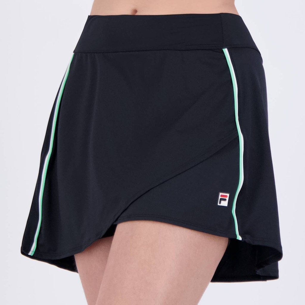 Skort Fila Backspin Wrap Feminino Preto e Verde Claro em Oferta na Shopee