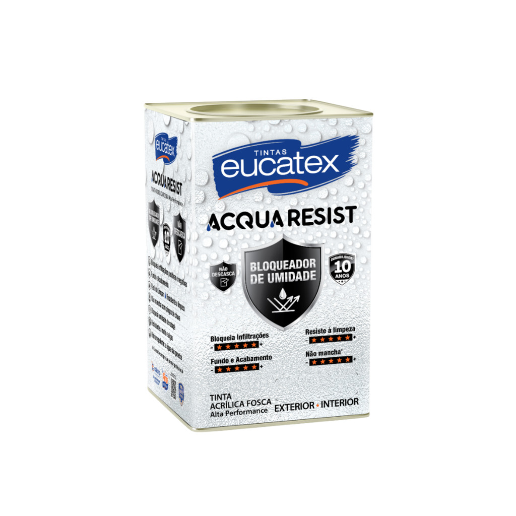 Tinta Acrilica Eucatex Acqua Resist 18l Hidrorepelente em Oferta na Shopee