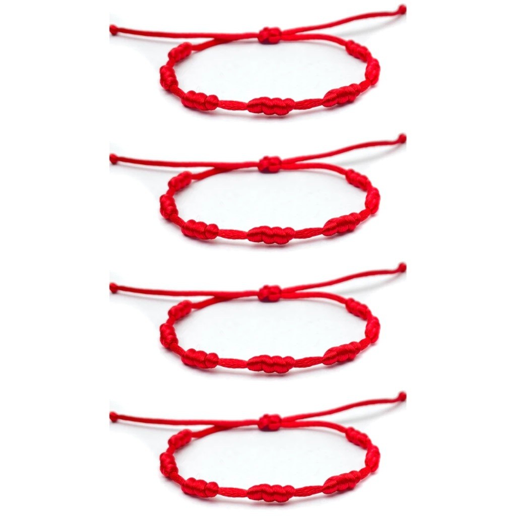 Pulseiras 7 Nós: Prosperidade e proteção Kabbalah, Pulseira vermelha original, sorte.