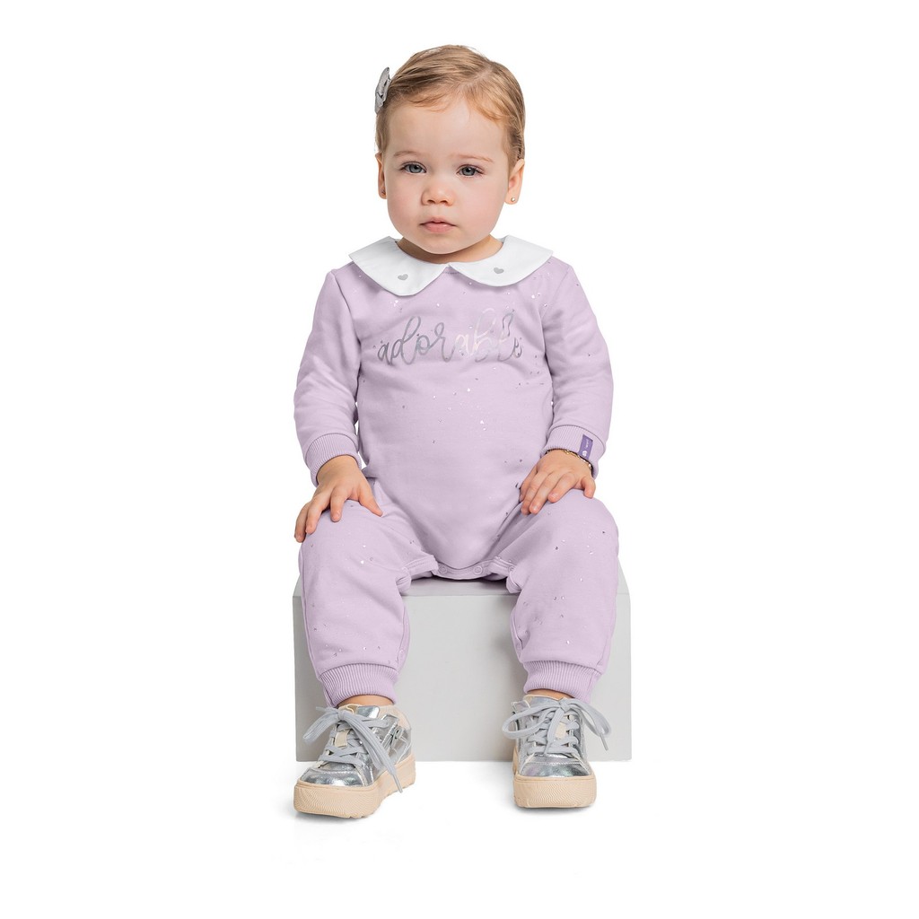 Macacão com Glitter para Bebê Menina Quimby