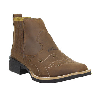 Botina Feminina Marrom Bico Quadrado Zebu 37965