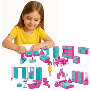 Casa Completa Casinha Sala Quarto Cozinha Banheiro C/ Boneca em Oferta na Shopee