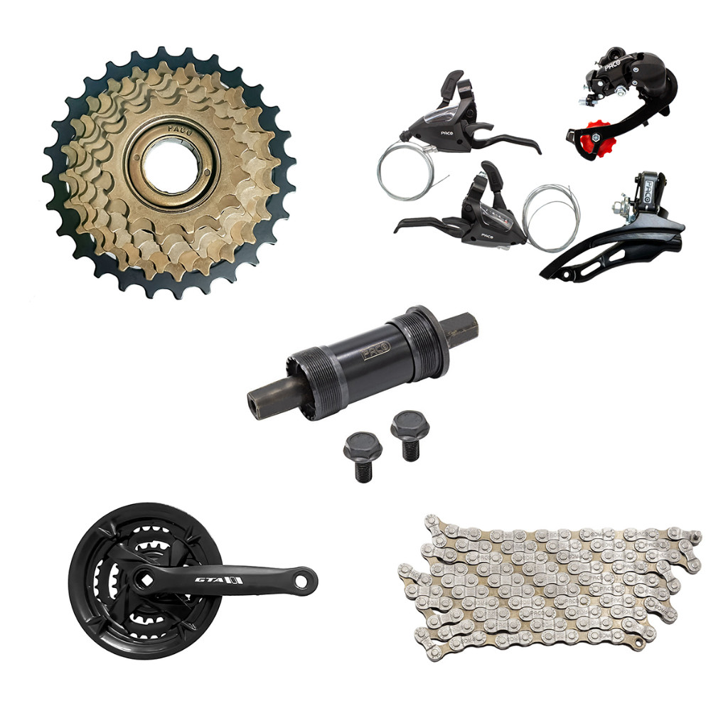 Kit Relação Bike 21v Completo Rapid Fire Pedivela Cambios Catraca Corrente Index Aro 26 e 29