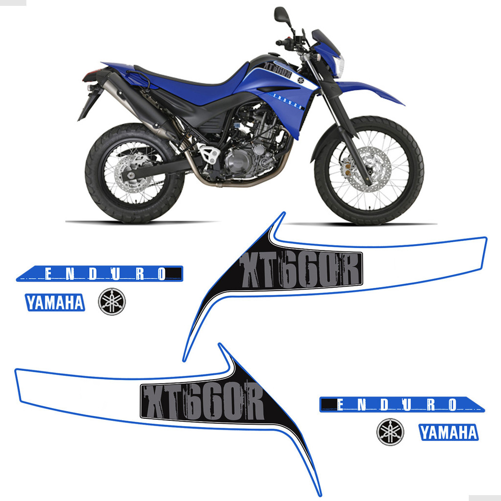 Adesivos Yamaha Xt 660r 2013 Faixa Moto Azul + Emblemas Logo - Spare Parts and Accessories for Vehicles