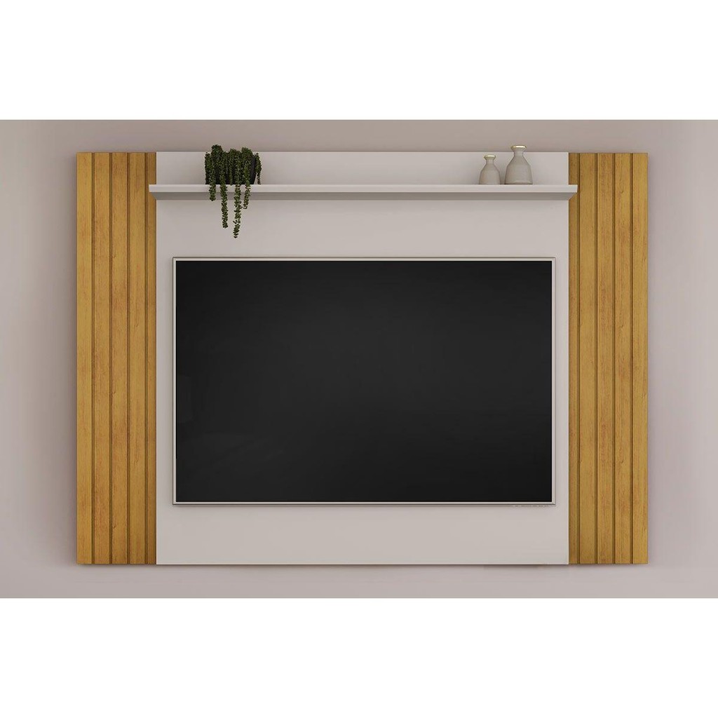 Painel Quarto p/ TV até 50 Pol Trend Ripado Extensível 108x136cm Cedro/Bali - DJ Móveis