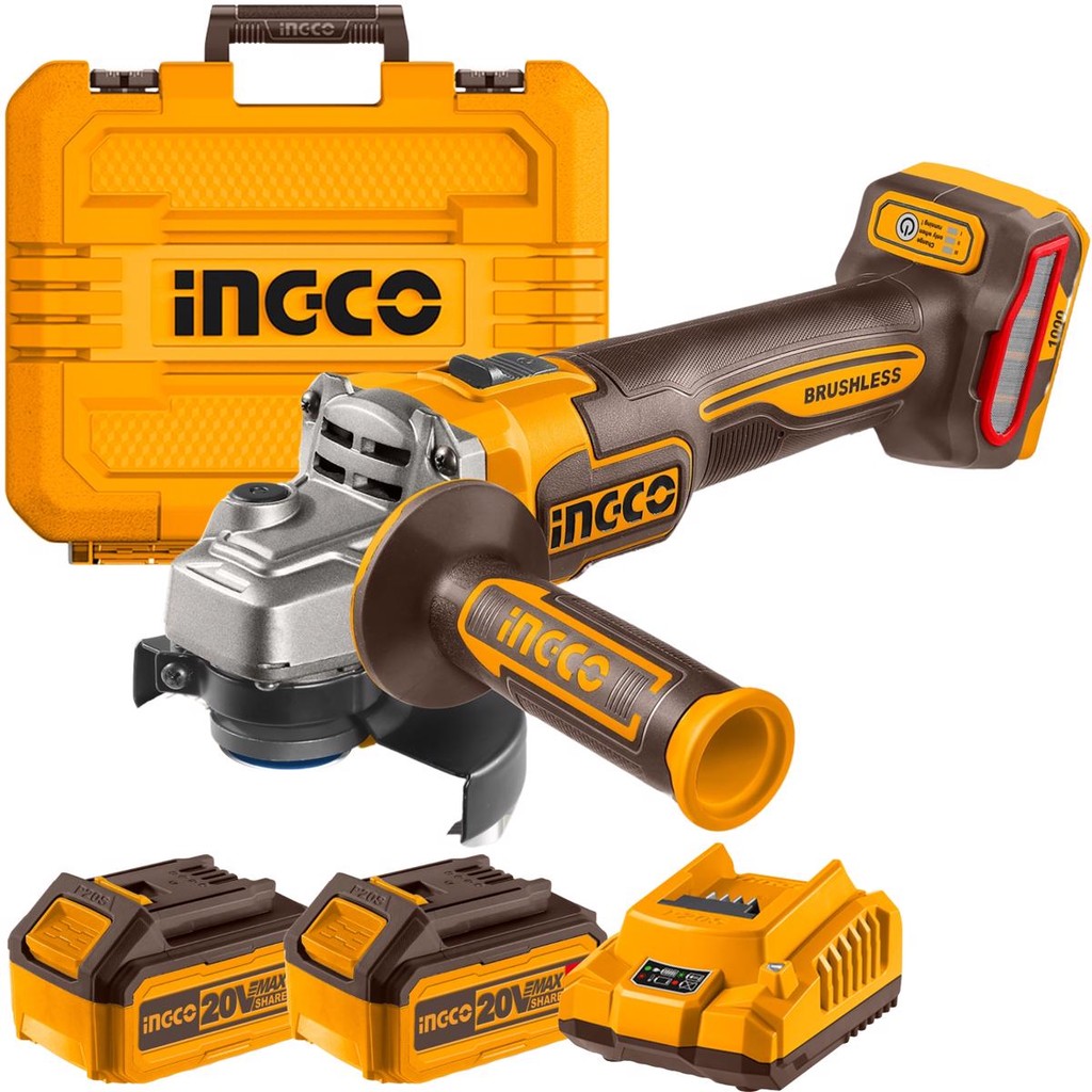Esmerilhadeira Angular Brushless Cagli27153 INGCO 20V + 2 Baterias + Carregador + Maleta + 10 Discos em Oferta na Shopee