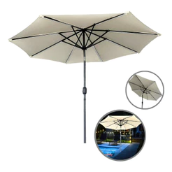 Ombrelone 2,7 Metros Guarda Sol Gigante Praia Piscina Jardim Branco C/ Iluminação Led