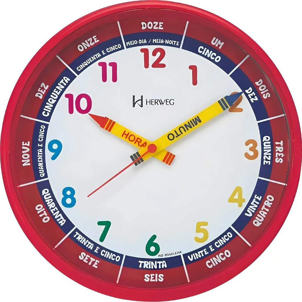 Imagem Relógio De Parede Infantil Educativo Herweg 26cm Original