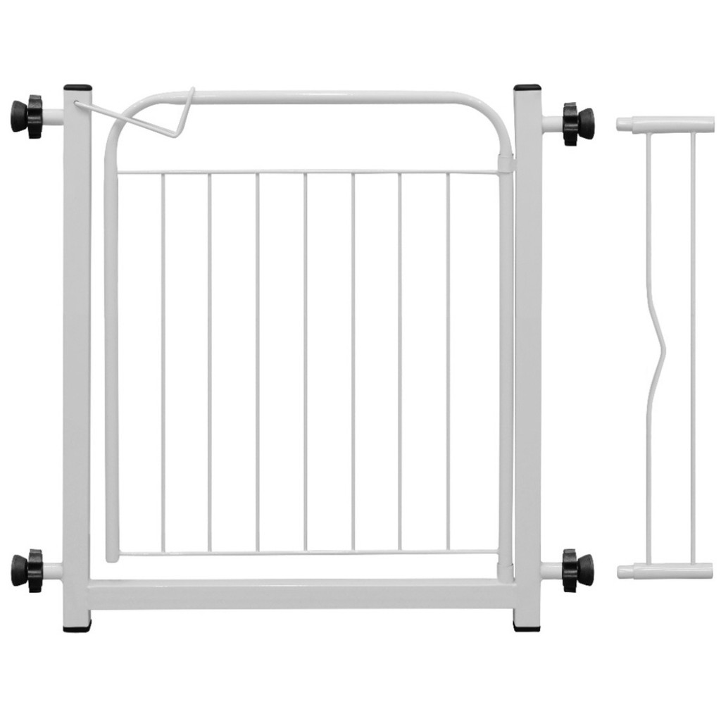 Portão Pet Cães Bebês Largo 69 a 84cm  Extensor 10cm Branco