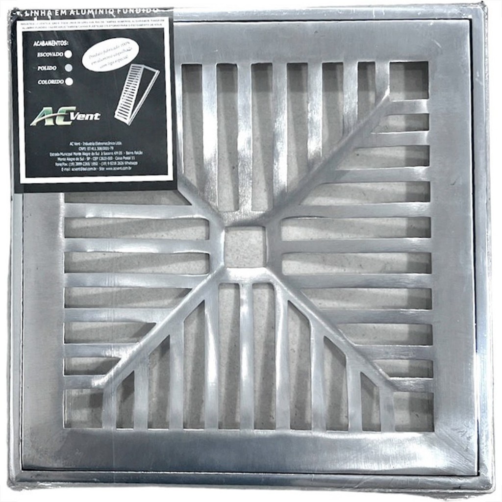 Grelha De Aluminio Com Porta Grelha Concava 25X25Cm Com Porta Grelha Concava
