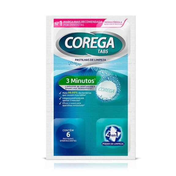 Corega Tabs 6 Pastilhas de Limpeza Efervescentes