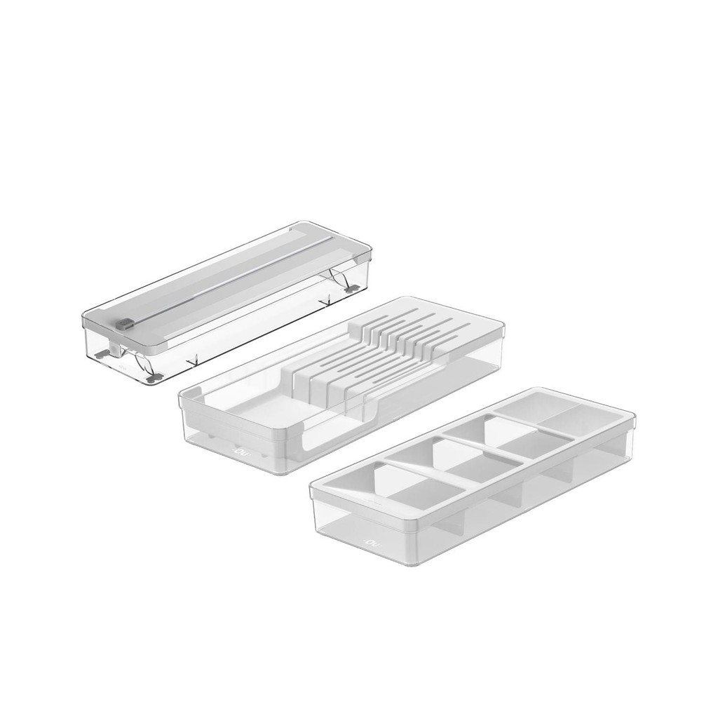 Kit organizador de gavetas Ou 3 peças Linha Clear - Branco em Oferta na Shopee
