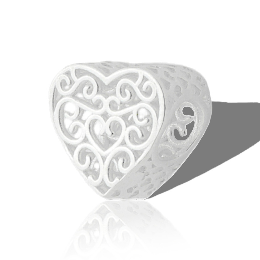 Berloque Pingente Separador Coração Vazado Prata Original