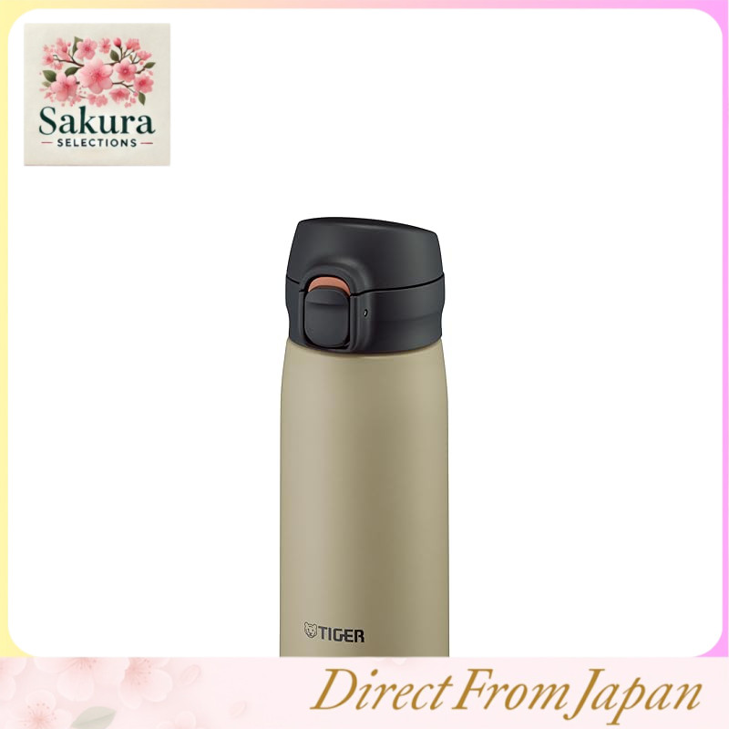 【Dishwasher Compatible・Integrated Cap and Seal Model】Tiger Thermos Bottle 350ml One-Push Stainless Steel Bottle Easy to Drink Design - Only 3 Parts to Wash with Integrated Lid and Seal, Easy Cap, Vacuum Insulated Mug, Keeps Warm and Cold, Beige MKR-W35NCS