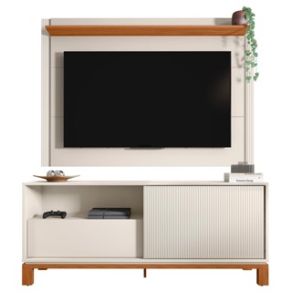 Painel Para TV 55 Pol e Rack Bancada 150cm Lucca Off/Freijó C01 - Mpozenato em Oferta na Shopee