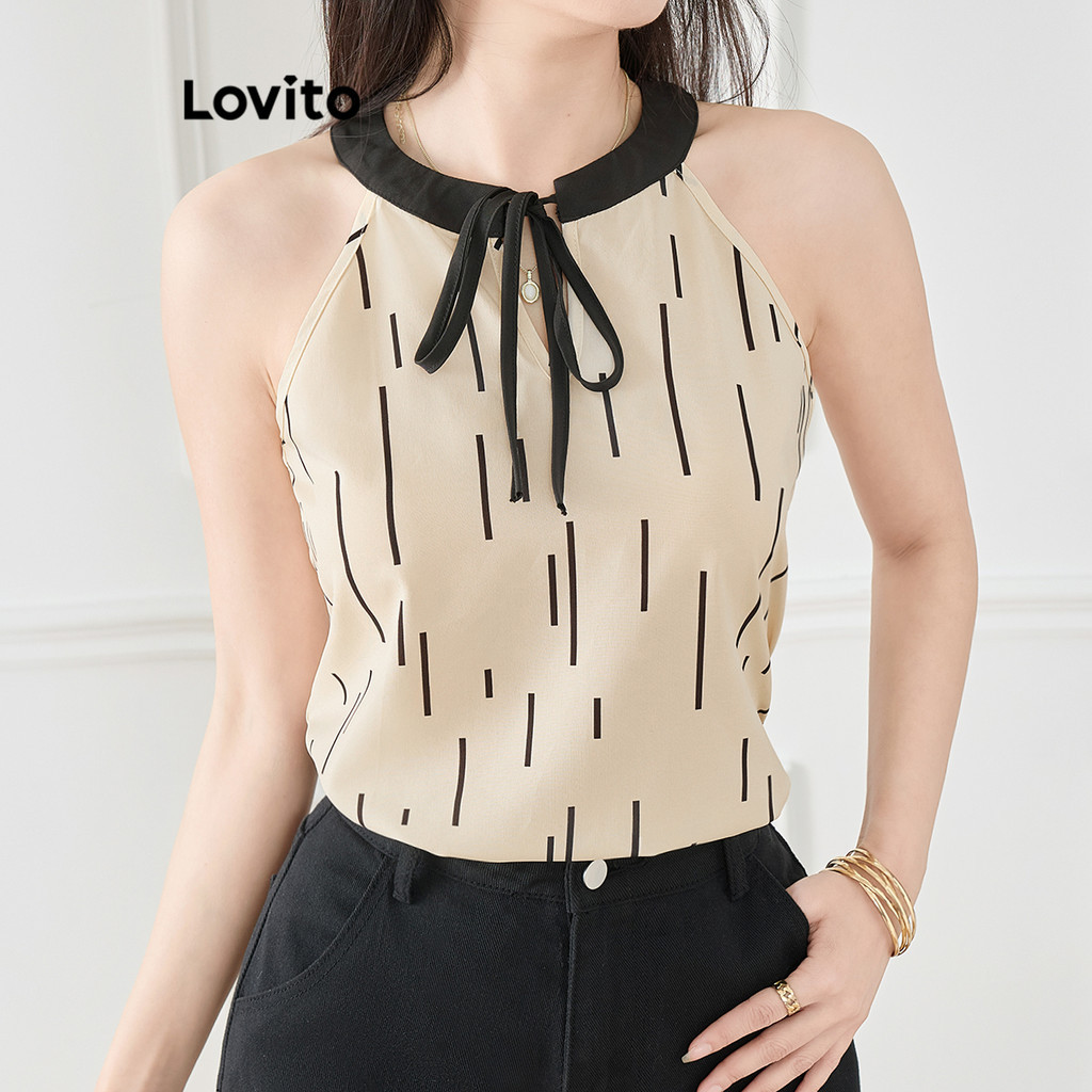 Lovito Regata Elegante De Verão, Primavera E Verão, Regata Com Blocos De Cores Geométricas Para Mulheres L120ED202 em Oferta na Shopee