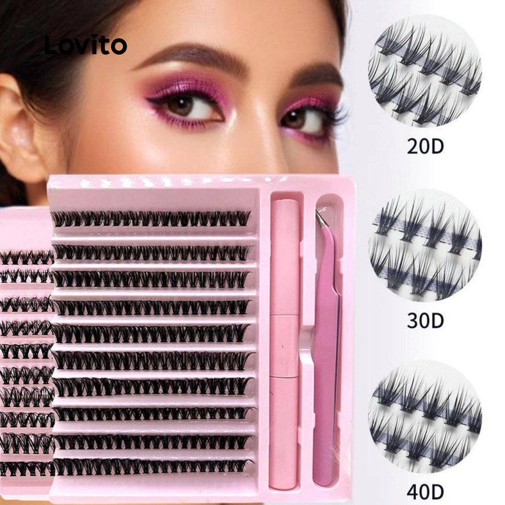 Lovito Conjunto De Cílios Lisos Casuais Naturalmente Encaracolados Cílios Postiços De Cor Natural Para Mulheres LCS09153 em Oferta na Shopee