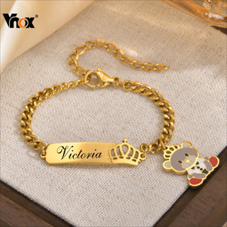 Pulseira Infantil Vnox Crown Bear Para Bebês E Crianças , Pulseiras Douradas Com Nome Personalizado Data , Presentes De em Oferta na Shopee
