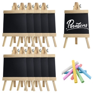 10 Mini Lousas Cavalete Madeira Porta Recados Decoração 23x12cm Your House