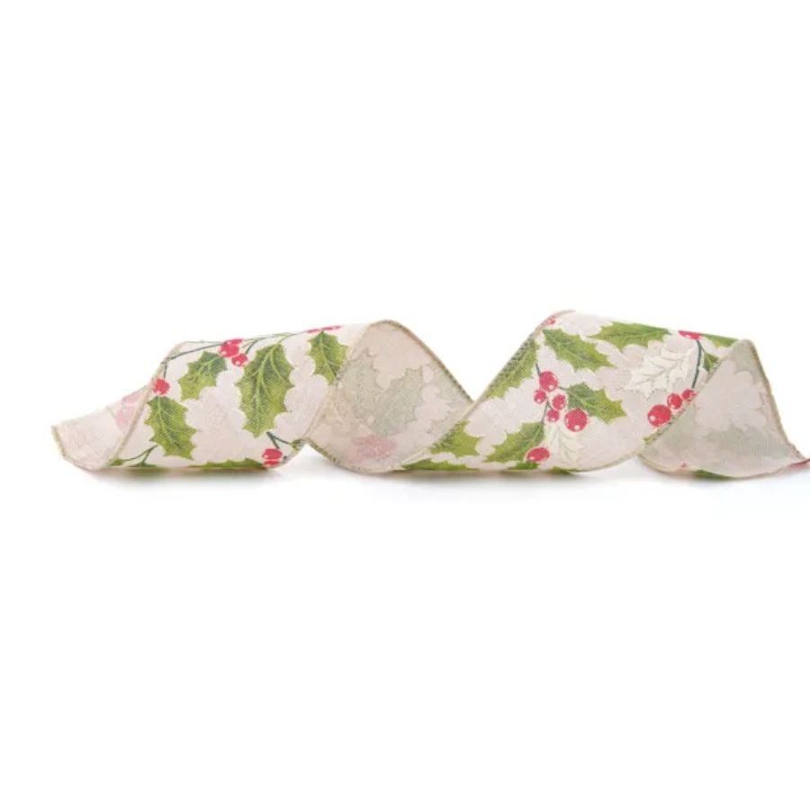 Fita Decorativa Aramada - Folha com Futras Vermelhas - 6,3x914cm   - 1 unidade - Cromus - Rizzo