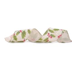 Fita Decorativa Aramada - Folha com Futras Vermelhas - 6,3x914cm - 1 unidade - Cromus - Rizzo