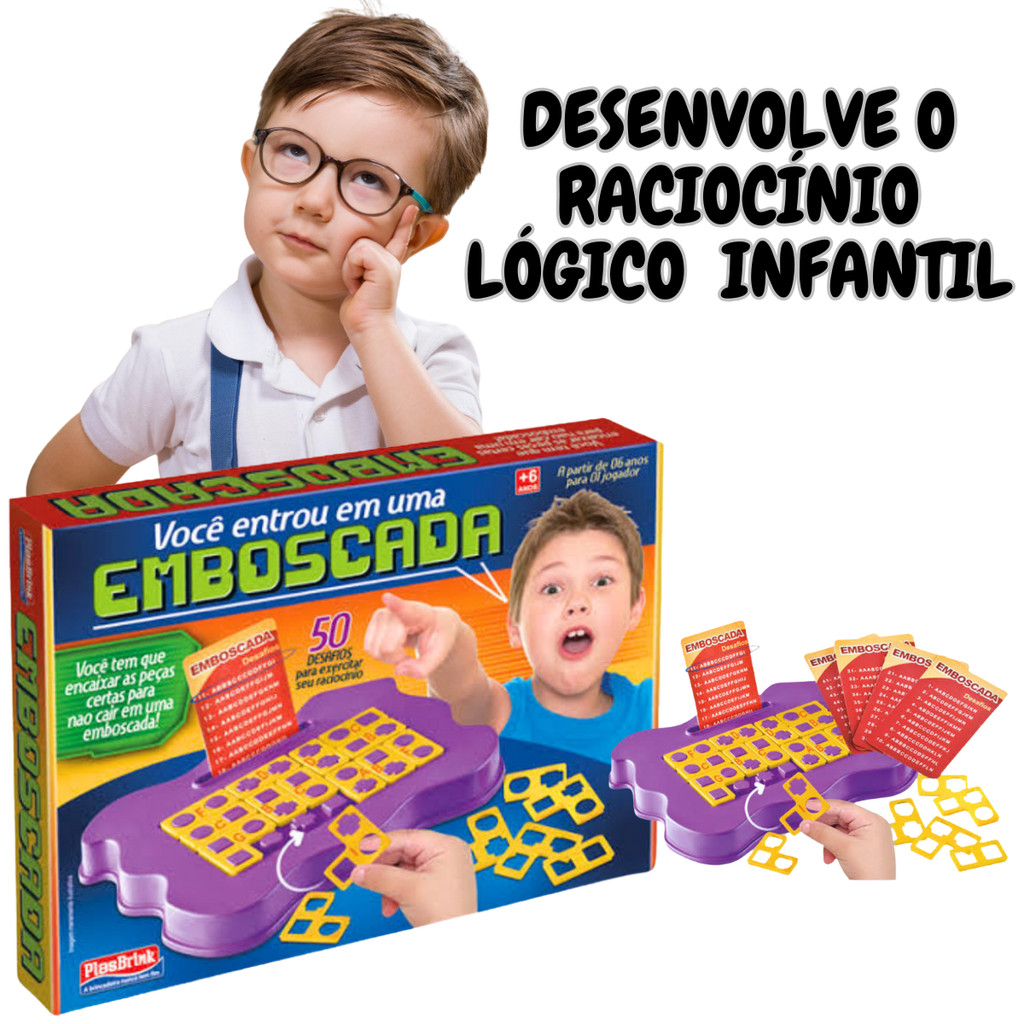 Jogo Emboscada Lógico e Didático Com 50 Desafios Para o Raciocínio Infantil em Oferta na Shopee