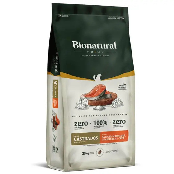 Racao Special Cat Bionatural Prime Castrados Salmao 20Kg