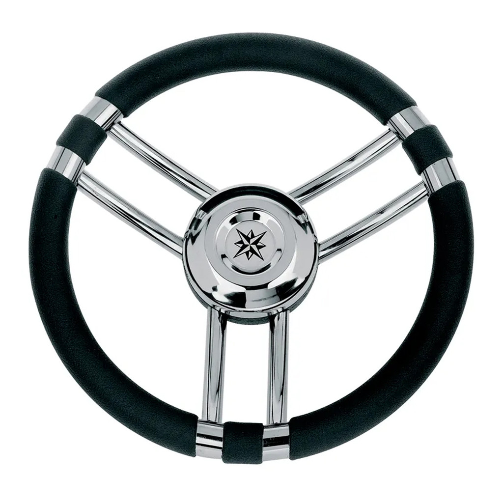 Volante Náutico Savoretti Inox T21B-35 Grip Preto Lanchas