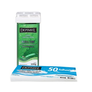 Kit Cera Roll-on Aloe Vera e Lenço Descartável Depimiel em Oferta na Shopee