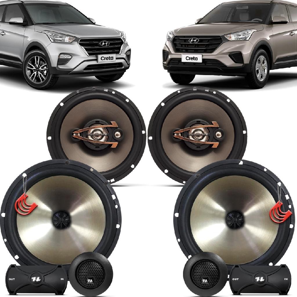 Kit Alto Falantes Dianteiros + Traseiros Hyundai Creta 2016 até 2021 - Hurricane Platino 640w em Oferta na Shopee