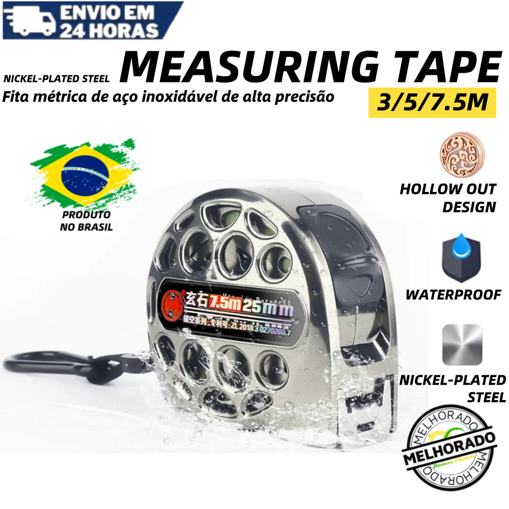 Fita Métrica de Aço Inoxidável 3/5/7,5m