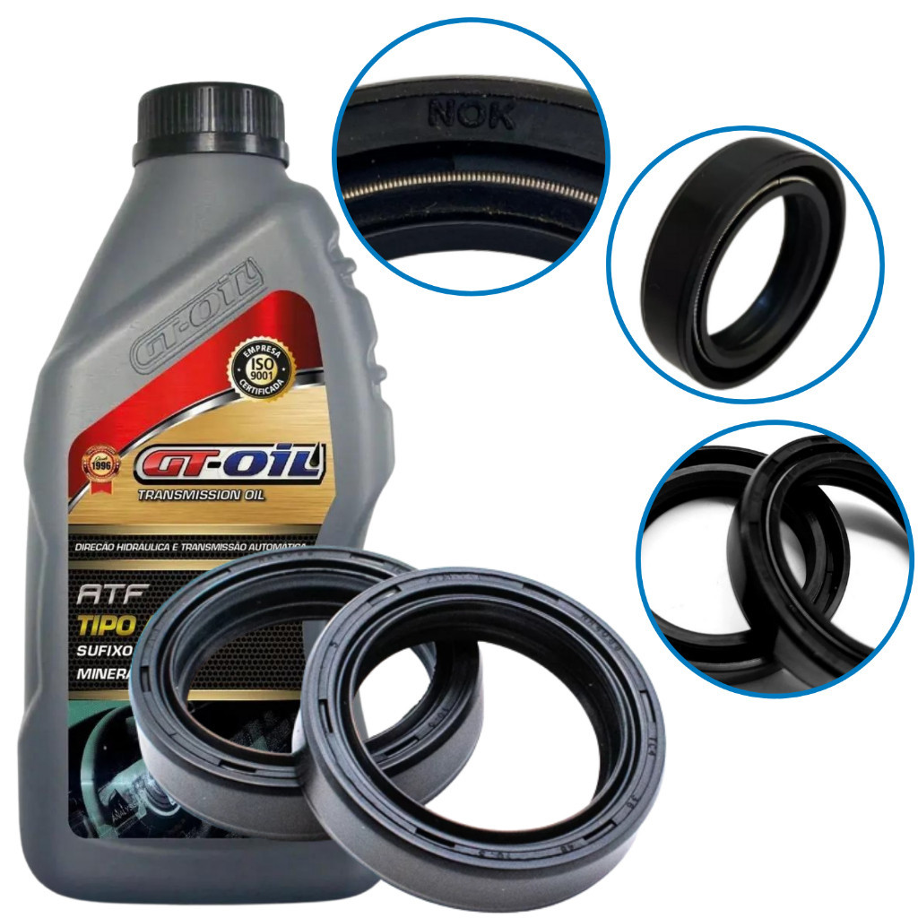 Retentor Bengala Suspensão Garfo Modelo Original (Par) + Óleo Atf Yamaha Ybr 125 Factor 125/150 Fazer 150 Yes 125 Rd 135