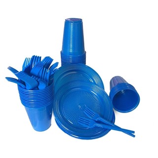 Kit Descartáveis para Festas Copo 200ml + Prato + Garfo para Bolo 150 Peças Kit Festas Aniversario Copo Descartável