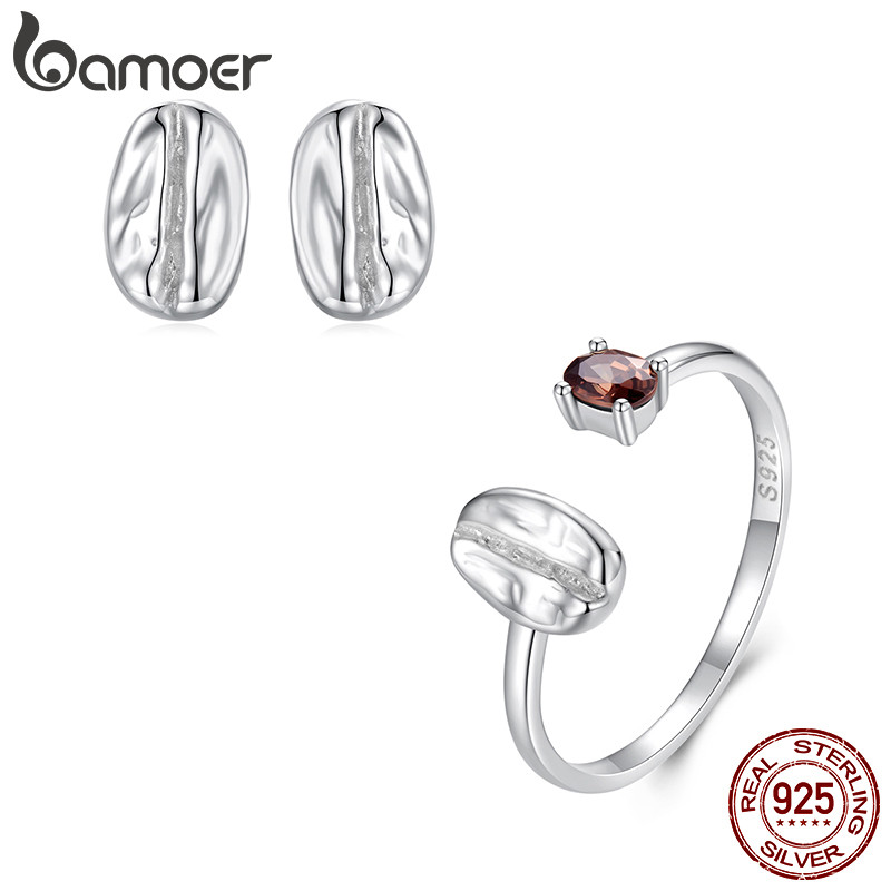 Brincos Bamoer 925 Sterling Sliver Com Design De Grãos De Café , Joias , Presentes Para Mulheres em Oferta na Shopee