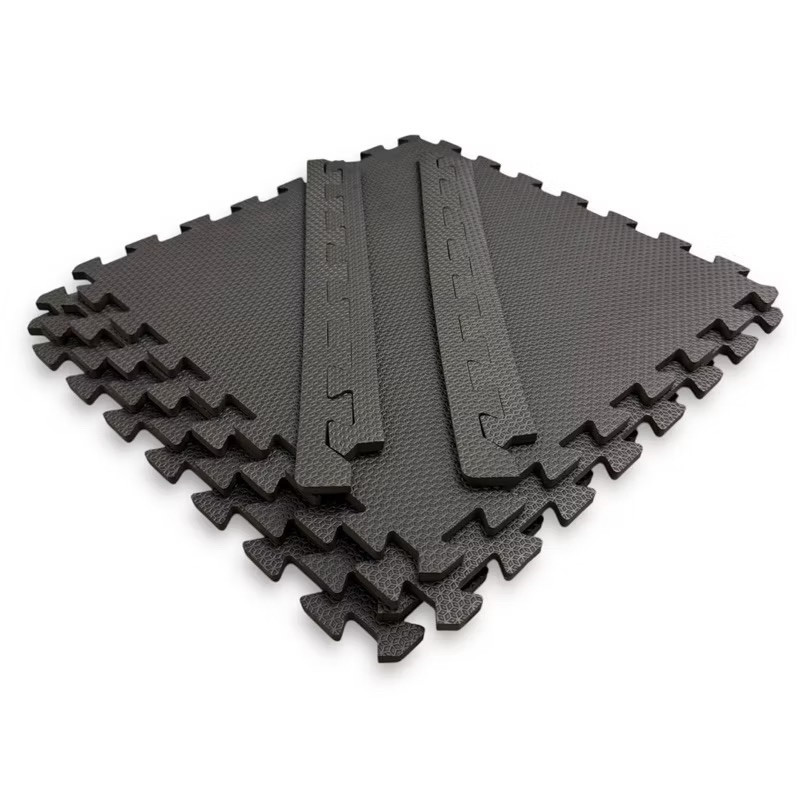 Kit 12 Piso Emborachado Tapete Eva 50x50 preto 50x50 10mm  Linha Premiun