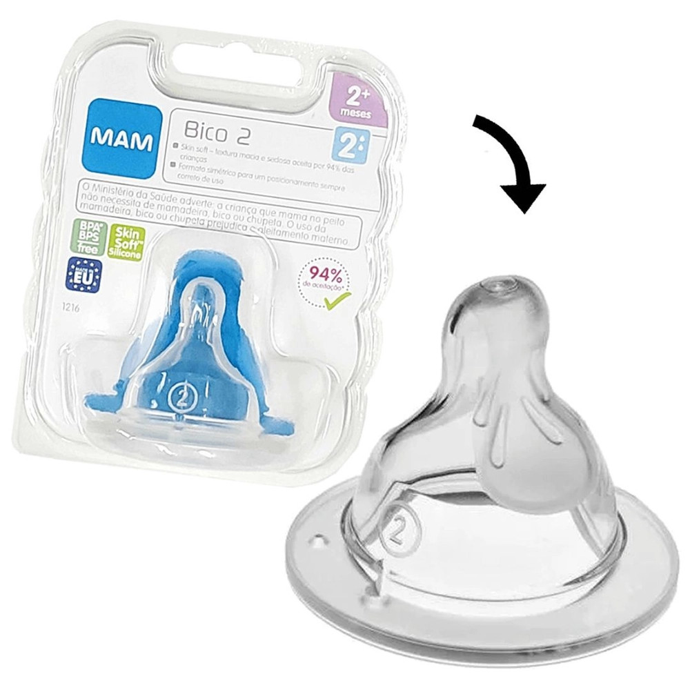 BICO MAMADEIRA MAM TAMANHO 2 FLUXO MÉDIO 2+ MESES