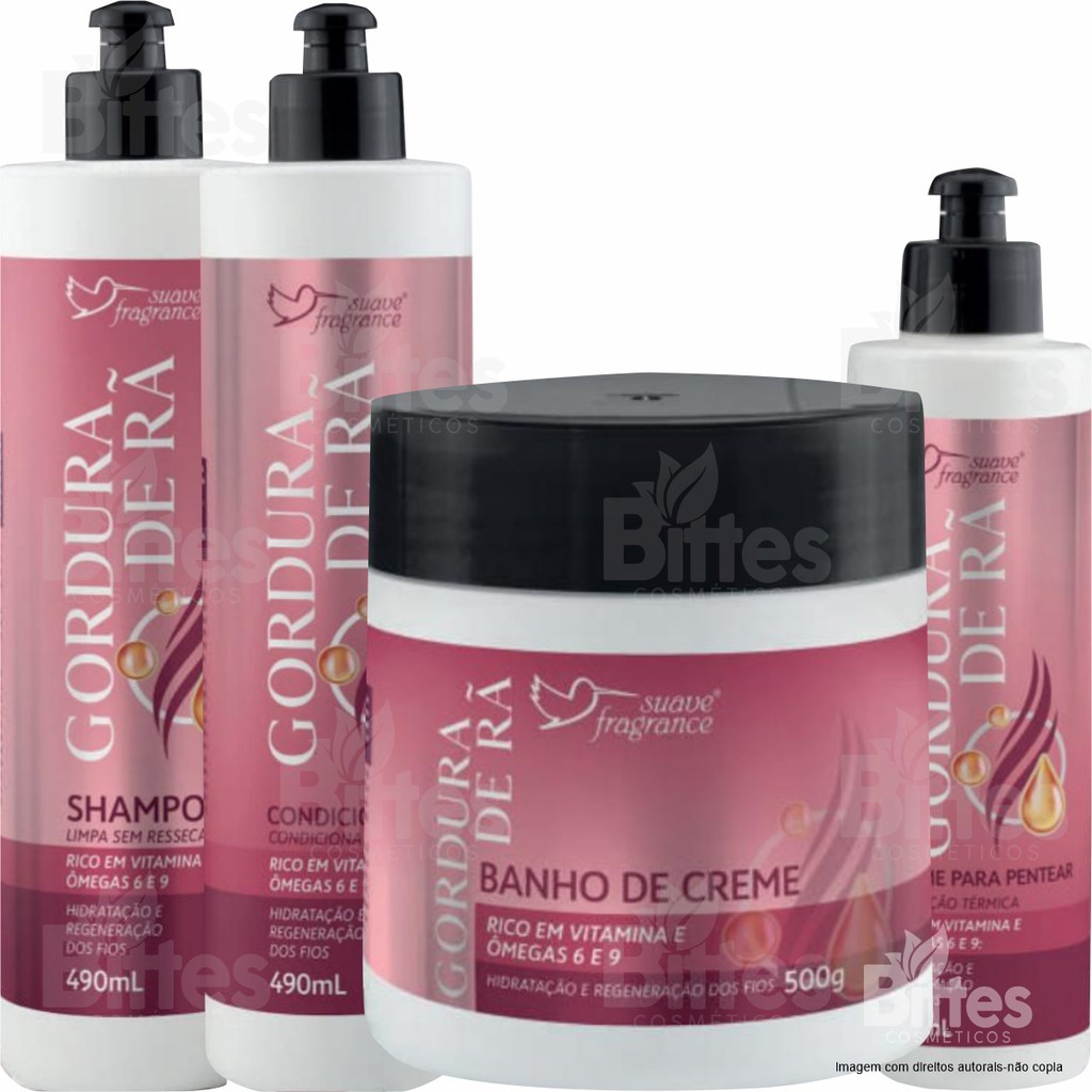 Kit Completo Gordura de Rã Suave Fragrance Cosméticos Hidratação Maciez e Brilho