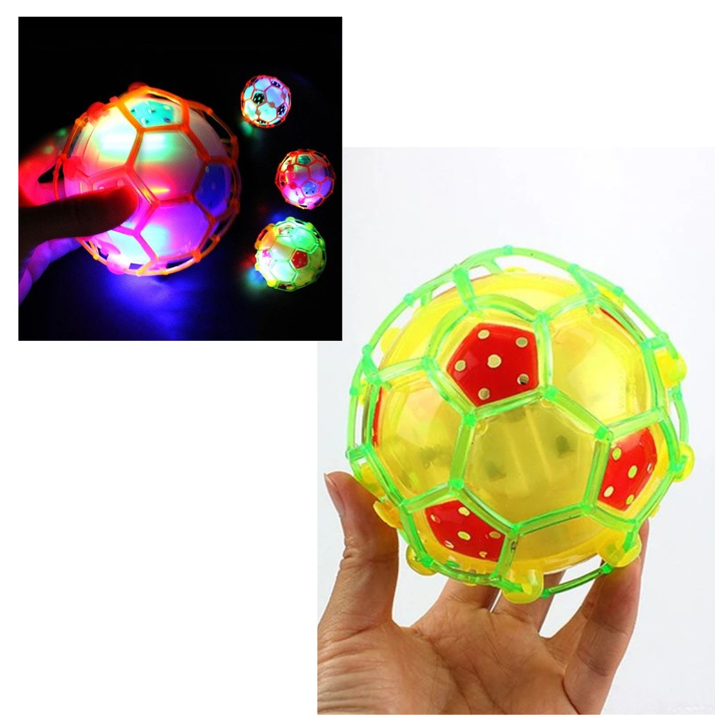 Bola Maluca Colorida Musical com Luz Brinquedo Infantil Bola Treme Pula